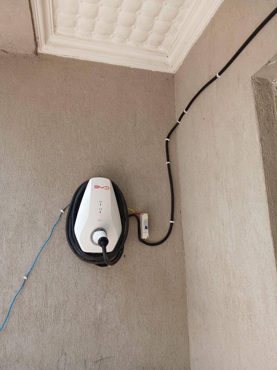 Compact wallbox on a finished wall