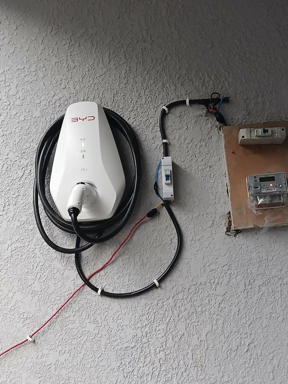 Wallbox wired to meter and service cutout